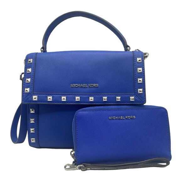 satchel michael kors electric blue handbag